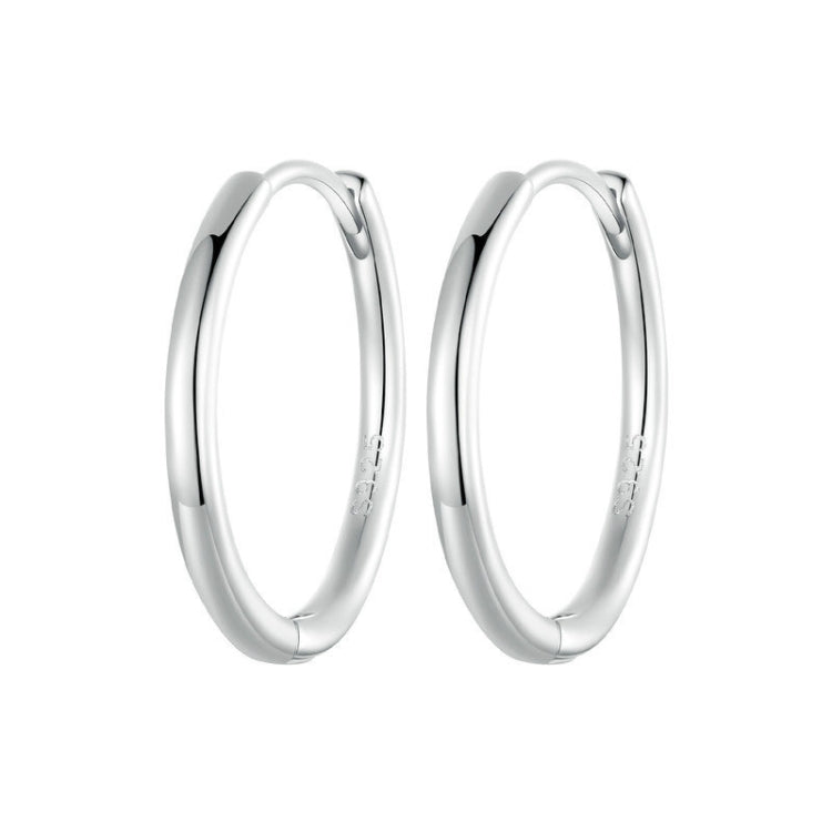 SCE1772 S925 Sterling Silver Platinum-plated Hoop Earrings, Size: L - Stud Earrings & Earrings by PMC Jewellery | Online Shopping South Africa | PMC Jewellery | Buy Now Pay Later Mobicred