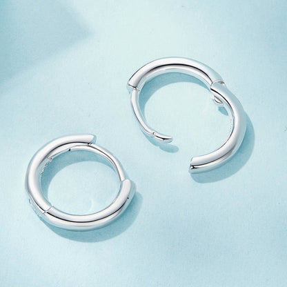 SCE1772 S925 Sterling Silver Platinum-plated Hoop Earrings, Size: L - Stud Earrings & Earrings by PMC Jewellery | Online Shopping South Africa | PMC Jewellery | Buy Now Pay Later Mobicred