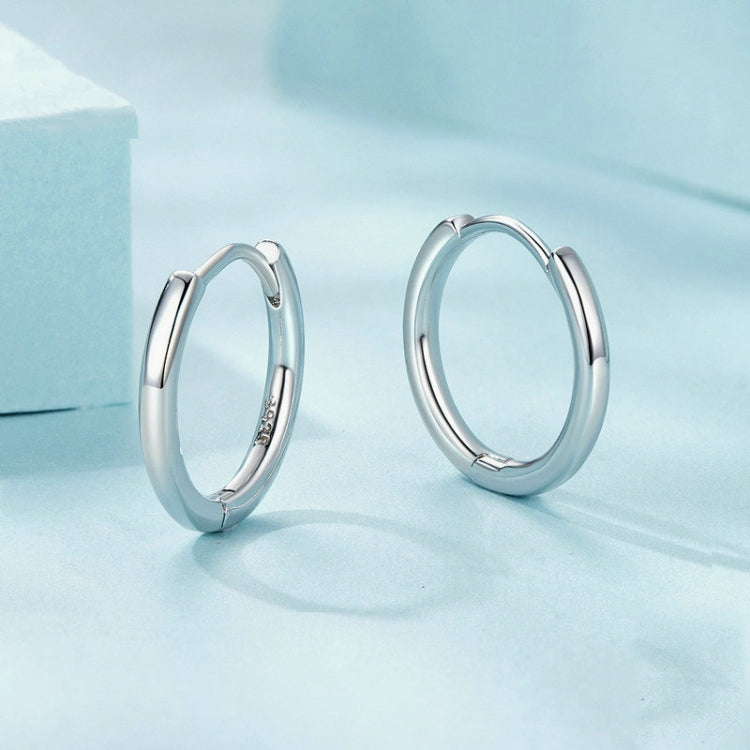 SCE1772 S925 Sterling Silver Platinum-plated Hoop Earrings, Size: M - Stud Earrings & Earrings by PMC Jewellery | Online Shopping South Africa | PMC Jewellery | Buy Now Pay Later Mobicred