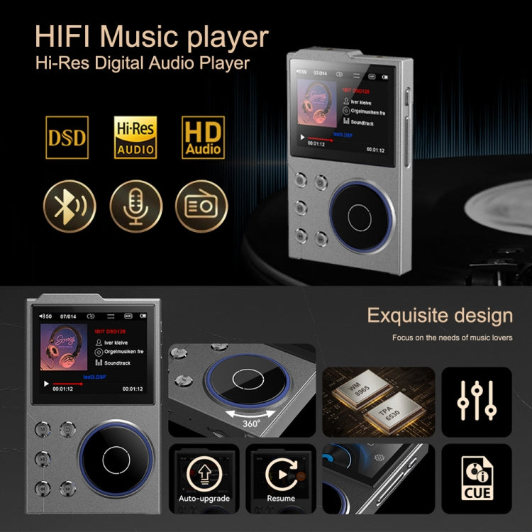 2.4 inch HIFI Bluetooth Music Player DSD256 Mastering Sound Quality Walkman, Memory: 16GB+32GB(Gray) - MP3 Player by PMC Jewellery | Online Shopping South Africa | PMC Jewellery | Buy Now Pay Later Mobicred