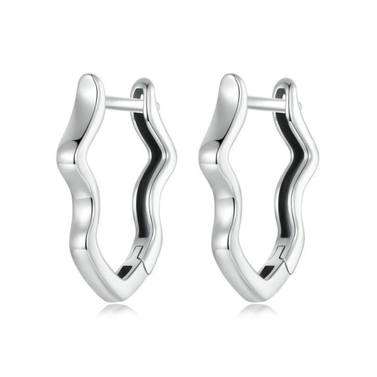 S925 Sterling Silver Wavy Earrings(SCE1761) - Stud Earrings & Earrings by PMC Jewellery | Online Shopping South Africa | PMC Jewellery | Buy Now Pay Later Mobicred