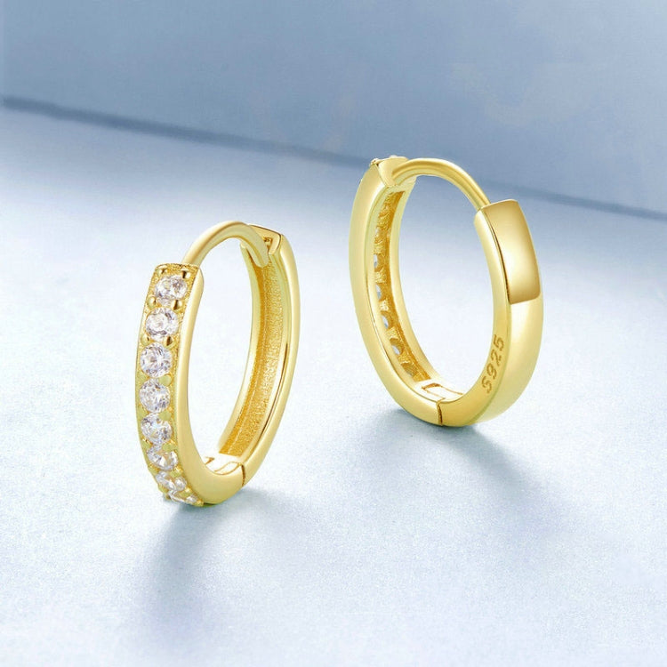 S925 Sterling Silver Gold-plated Silver Hoop Earrings Ear Ornaments, Color: Gold L - Stud Earrings & Earrings by PMC Jewellery | Online Shopping South Africa | PMC Jewellery | Buy Now Pay Later Mobicred