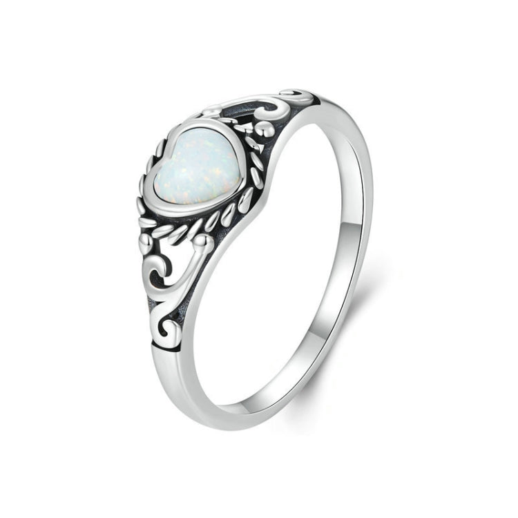 S925 Sterling Silver Opal Pattern Love Ring(No.9) - Rings by PMC Jewellery | Online Shopping South Africa | PMC Jewellery | Buy Now Pay Later Mobicred