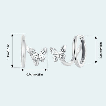 S925 Sterling Silver Oxidized Butterfly Earrings(SCE1766) - Stud Earrings & Earrings by PMC Jewellery | Online Shopping South Africa | PMC Jewellery | Buy Now Pay Later Mobicred