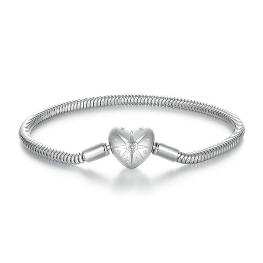 S925 Sterling Silver Star Heart DIY Basic Bracelet(17CM) - Bracelets by PMC Jewellery | Online Shopping South Africa | PMC Jewellery | Buy Now Pay Later Mobicred