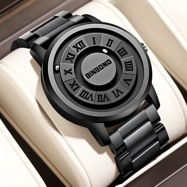 BINBOND B234 30m Waterproof Magnetic Suspension Watch, Color: Black Steel-Black - Metal Strap Watches by BINBOND | Online Shopping South Africa | PMC Jewellery | Buy Now Pay Later Mobicred