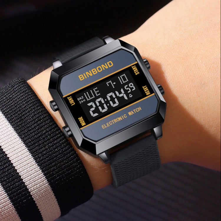 BINBOND D081 30m Waterproof Multifunctional Student Sports Electronic Watch(Yellow) - Silicone Strap Watches by BINBOND | Online Shopping South Africa | PMC Jewellery | Buy Now Pay Later Mobicred