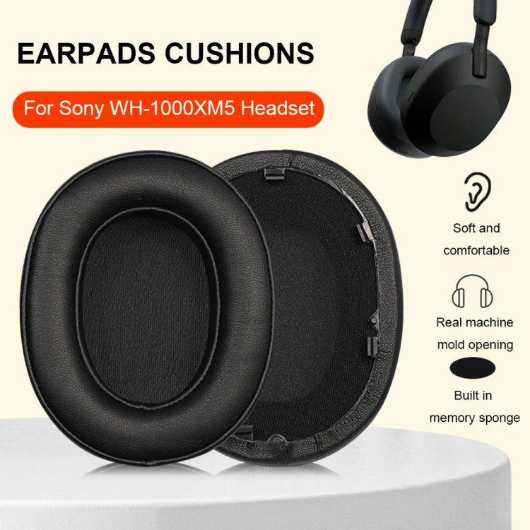 1pair For Sony WH-1000XM5 Headphone Leather Sponge Cover Earmuffs(Black) - Earmuff & Pad by PMC Jewellery | Online Shopping South Africa | PMC Jewellery | Buy Now Pay Later Mobicred