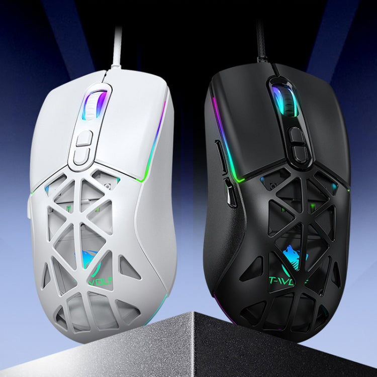 T-WOLF G520 7-keys RGB Marquee Honeycomb Hollow Gaming Wired Mouse(White) - Wired Mice by T-WOLF | Online Shopping South Africa | PMC TechLife | Buy Now Pay Later Mobicred