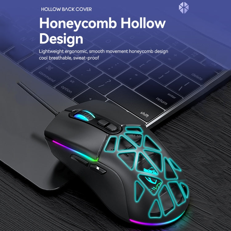T-WOLF G520 7-keys RGB Marquee Honeycomb Hollow Gaming Wired Mouse(White) - Wired Mice by T-WOLF | Online Shopping South Africa | PMC TechLife | Buy Now Pay Later Mobicred