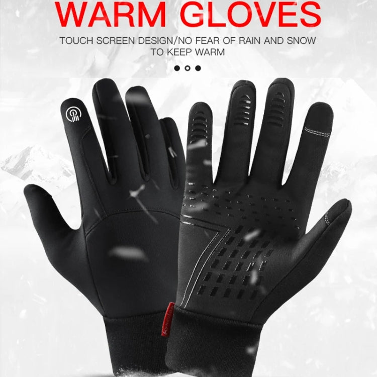 Kyncilor Waterproof Cycling Warm Gloves Two-finger Touch Screen Ultra-soft Velvet Outdoor Gloves, Size: XL(Black) - Full Finger Gloves by Kyncilor | Online Shopping South Africa | PMC TechLife | Buy Now Pay Later Mobicred