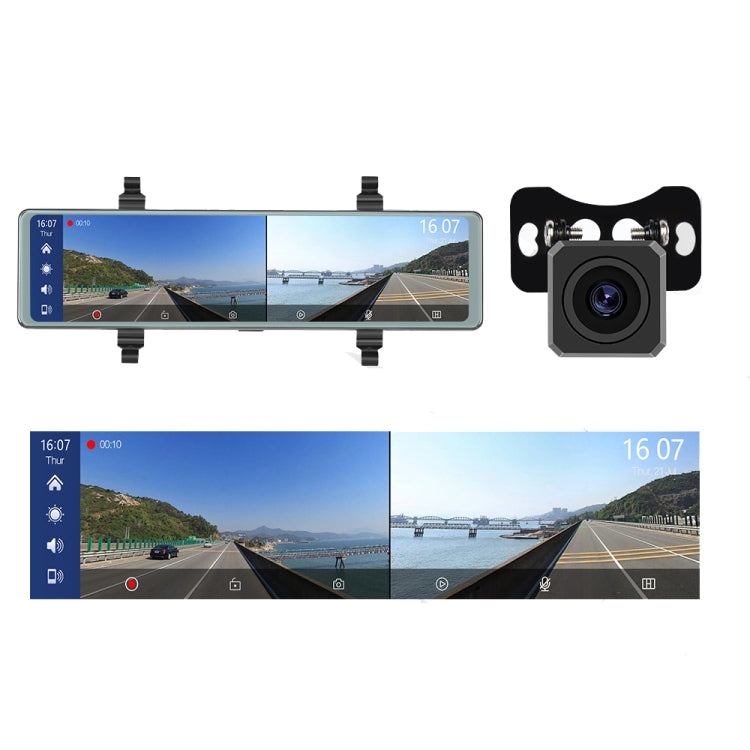 11.26 Inch 2-Split Streaming Media Rearview Mirror Front And Rear Dual Camera Recorder - Car Monitor by PMC Jewellery | Online Shopping South Africa | PMC Jewellery | Buy Now Pay Later Mobicred