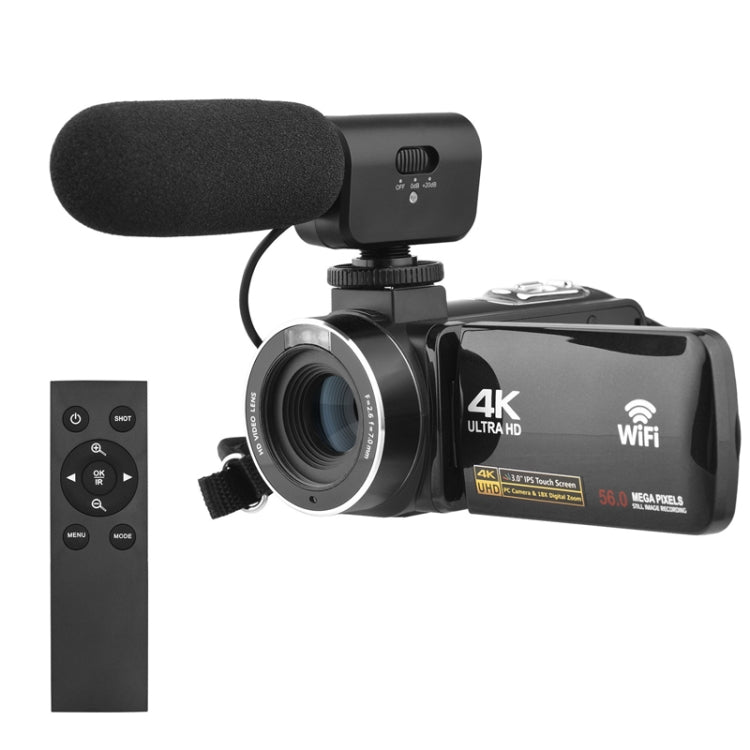 4K  Digital Video Camera 3 Inch IPS Touch Screen 56MP 18X Digital Zoom WiFi Camcorder, Spec: Set 1 - Video Cameras by PMC TechLife | Online Shopping South Africa | PMC TechLife | Buy Now Pay Later Mobicred