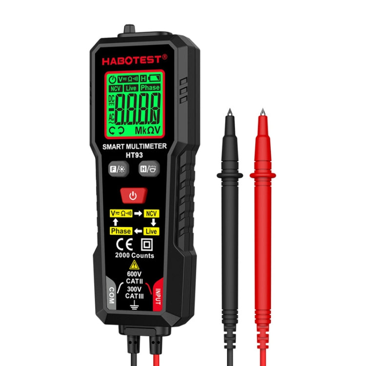 HABOTEST HT93 Phase Sequence Detection Intelligent Anti-Burn-In Fully Automatic Multimeter(Black) - Digital Multimeter by HABOTEST | Online Shopping South Africa | PMC TechLife | Buy Now Pay Later Mobicred
