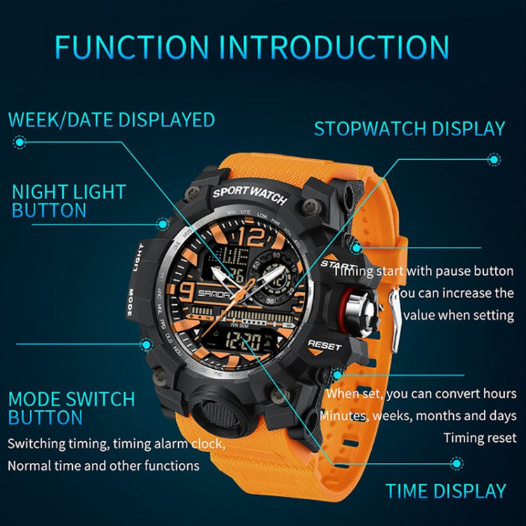 SANDA Student Teenager Electronic Watch Multi-functional Wristwatch(3133 Black Orange) - Sport Watches by SANDA | Online Shopping South Africa | PMC Jewellery | Buy Now Pay Later Mobicred