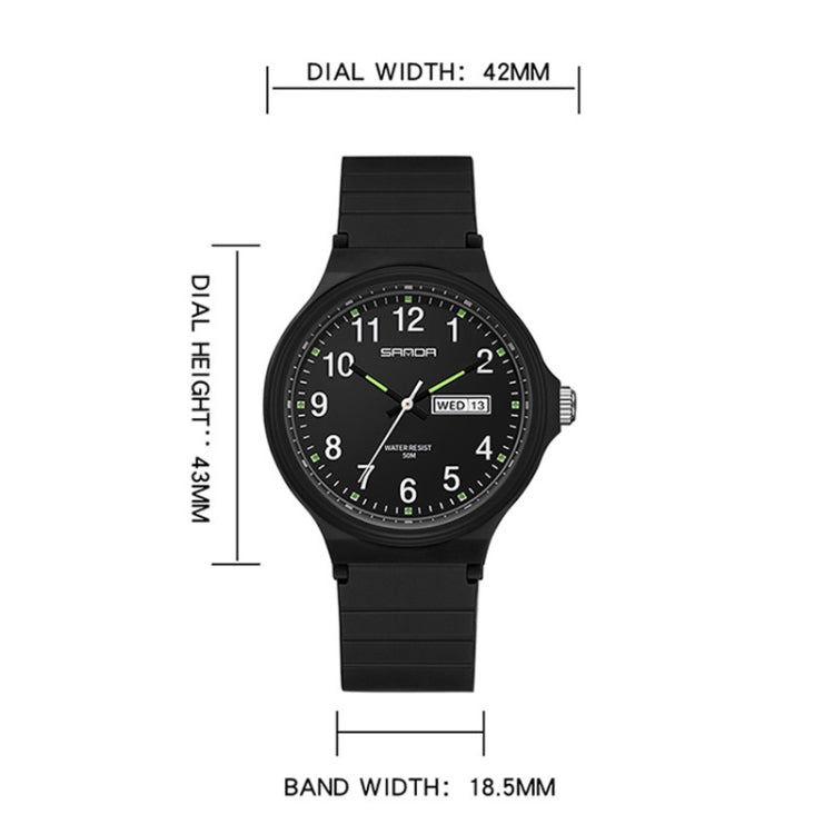 SANDA Medium Double Calendar Electronic Quartz Watch Outdoor Leisure Men Women Students Wristwatch(6060 Black) - Sport Watches by SANDA | Online Shopping South Africa | PMC Jewellery | Buy Now Pay Later Mobicred