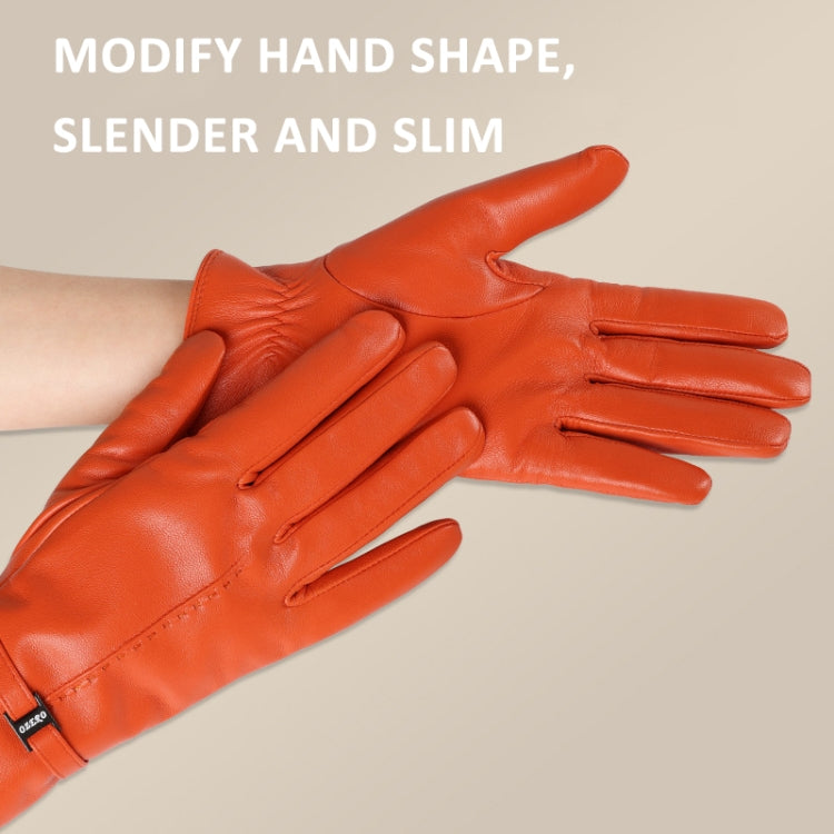 OZERO Women Sheepskin Warm Gloves with Fleece Lining Split Finger Elasticated Gloves, Size: M(Red Coffee) - Full Finger Gloves by OZERO | Online Shopping South Africa | PMC TechLife | Buy Now Pay Later Mobicred