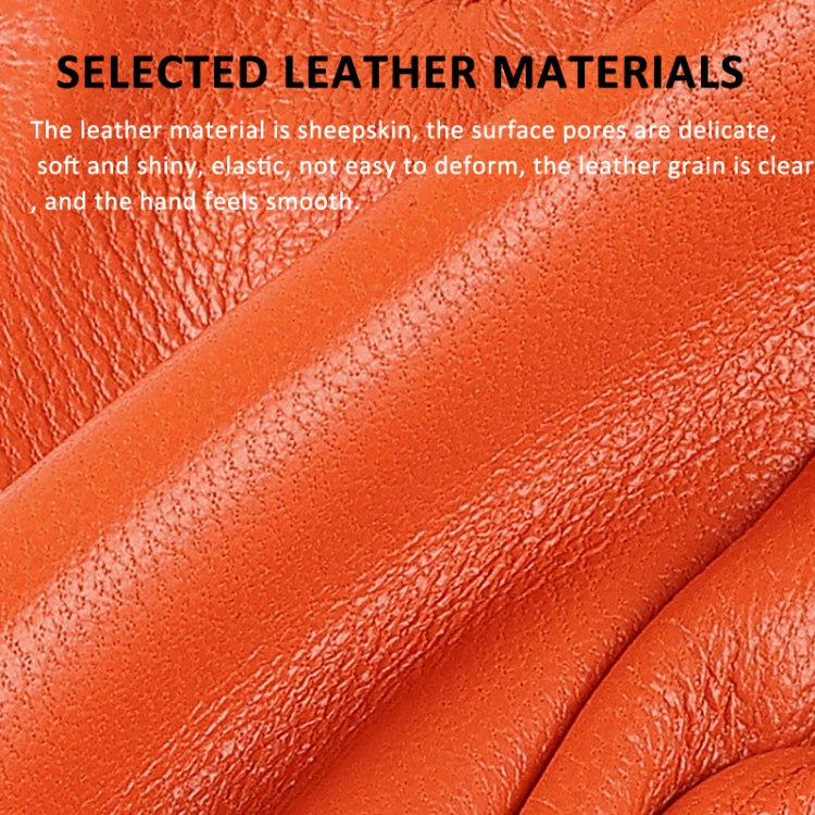 OZERO Women Sheepskin Warm Gloves with Fleece Lining Split Finger Elasticated Gloves, Size: M(Red Coffee) - Full Finger Gloves by OZERO | Online Shopping South Africa | PMC TechLife | Buy Now Pay Later Mobicred