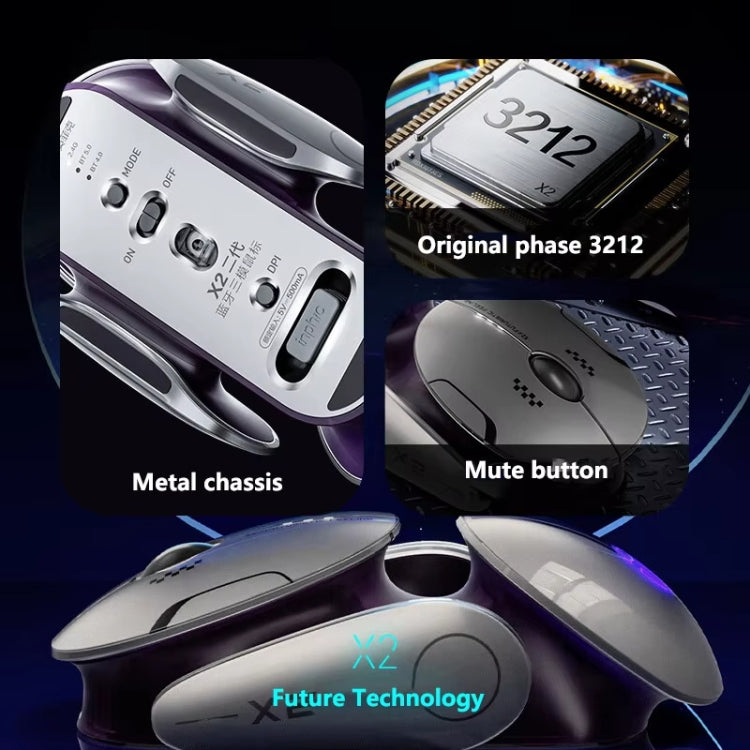 Inphic X2 Bluetooth Wireless Mouse Tri-Mode Silent Rechargeable Office Gaming Laptop Mouse(Liquid Metal Gray) - free shipping - PMC TechLife - Order now!