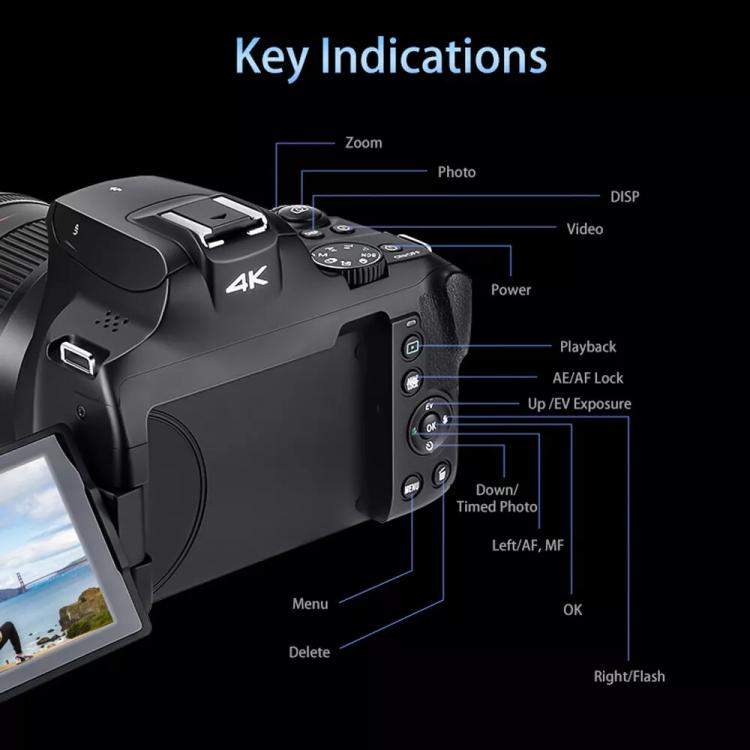 Ordro 4K Ultra HD Rotating Screen Optical Zoom Digital Camera - free shipping - PMc TechLife - Order now!