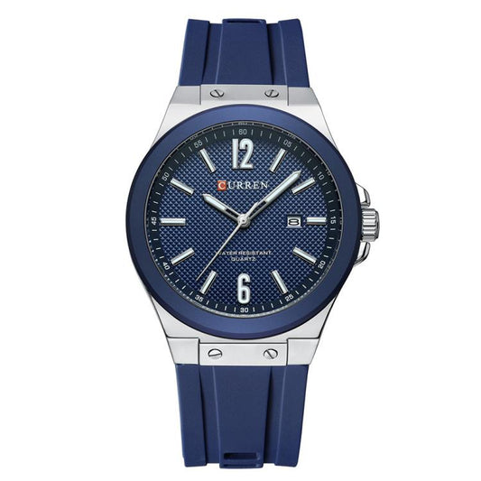 Curren Calendar Silicone Strap Casual Men Watch, Color: White Blue - Silicone Strap Watches by Curren | Online Shopping South Africa | PMC Jewellery | Buy Now Pay Later Mobicred