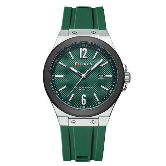 Curren Calendar Silicone Strap Casual Men Watch, Color: White Green - Silicone Strap Watches by Curren | Online Shopping South Africa | PMC Jewellery | Buy Now Pay Later Mobicred