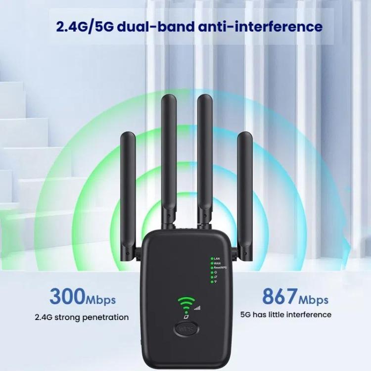 Urant U11 1200Mbps 2.4G&5.8G Wireless Repeater WiFi Signal Amplifier Support WPS Quick Setting US Plug White - free shipping - PMC TechLife - Order now!