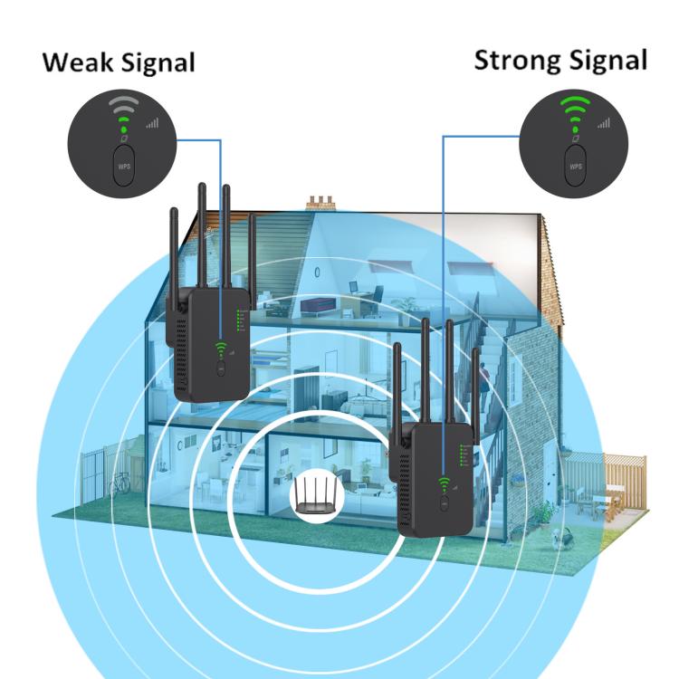 Urant U10 1200Mbps 2.4G & 5.8G Wireless Repeater WiFi Signal Amplifier With 4 Antenna UK Plug White - Broadband Amplifiers by Urant | Online Shopping South Africa | PMC TechLife | Buy Now Pay Later Mobicred