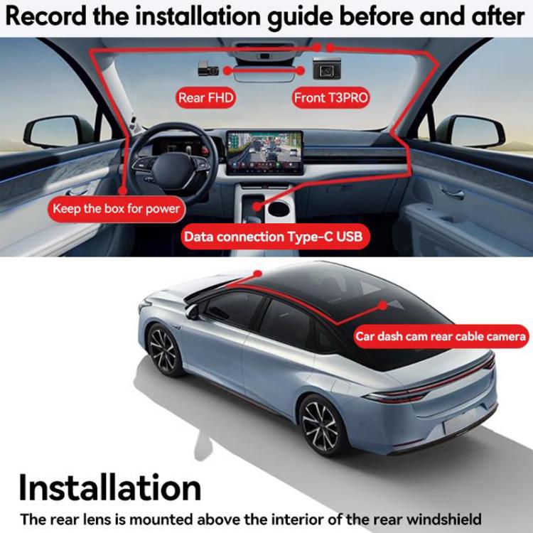 Anytek T3 PRO 2 inch 2K HD Night Vision Car Recorder Hidden Car Camera Front & Rear Dual Recording(Black) - free shipping - PMc TechLife - Order now!