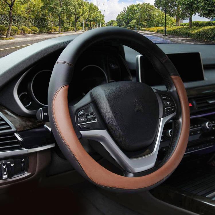38cm Cars Universal Microfiber Steering Wheel Cover(Coffee) - Steering Wheel Accessories by PMc TechLife | Online Shopping South Africa | PMc TechLife | Buy Now Pay Later Mobicred