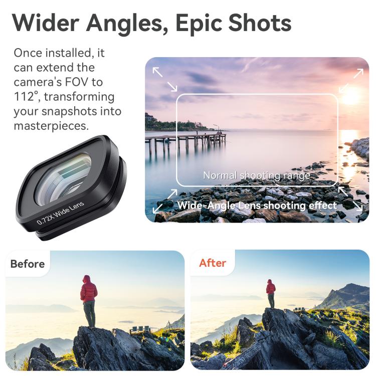 0.72X Wide Lens For DJI Pocket 3 aMagisn Magnetic Filter Accessories - free shipping - PMC TechLife - Order now!