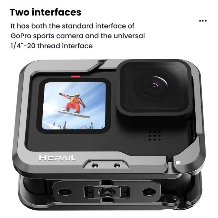 For GoPro HERO12 Black /11 Black /10 Black /9 Black HEPAIL C-G12 Metal Rabbit Cage With Dual Cold Shoe Connector - free shipping - PMC TechLife - Order now!