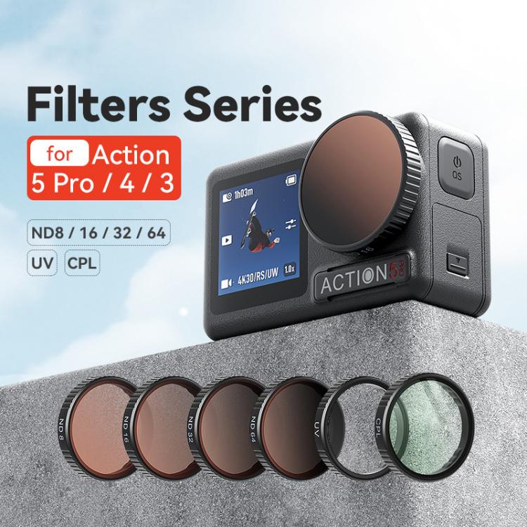 aMagisn Filter For DJI Action 5 Pro / 4 / 3, Spec: ND8+16+32+CPL - free shipping - PMC TechLife - Order now!