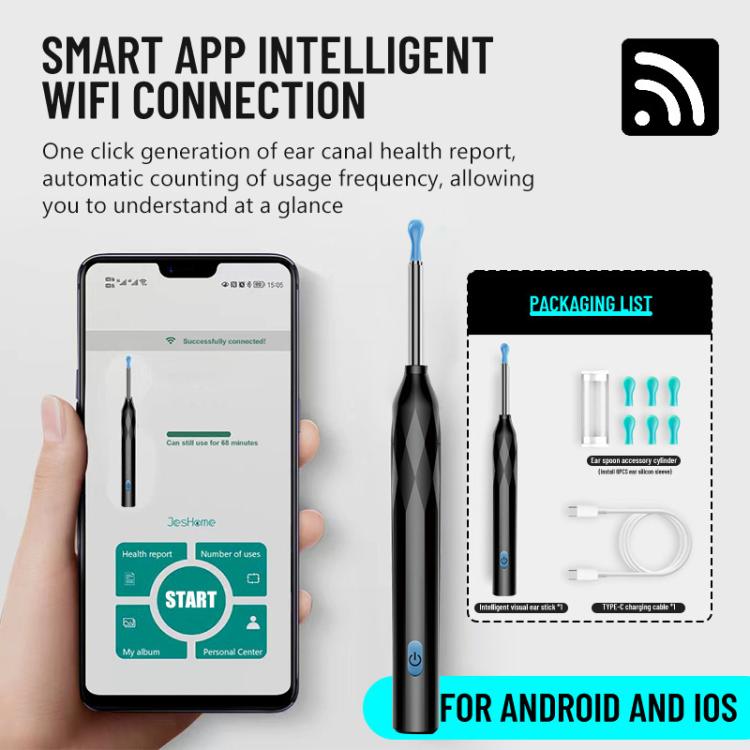 P3 LED Light WIFI Connection Smart Wireless Visual Ear Picker With APP(White) - free shipping - PMC TechLife - Order now!