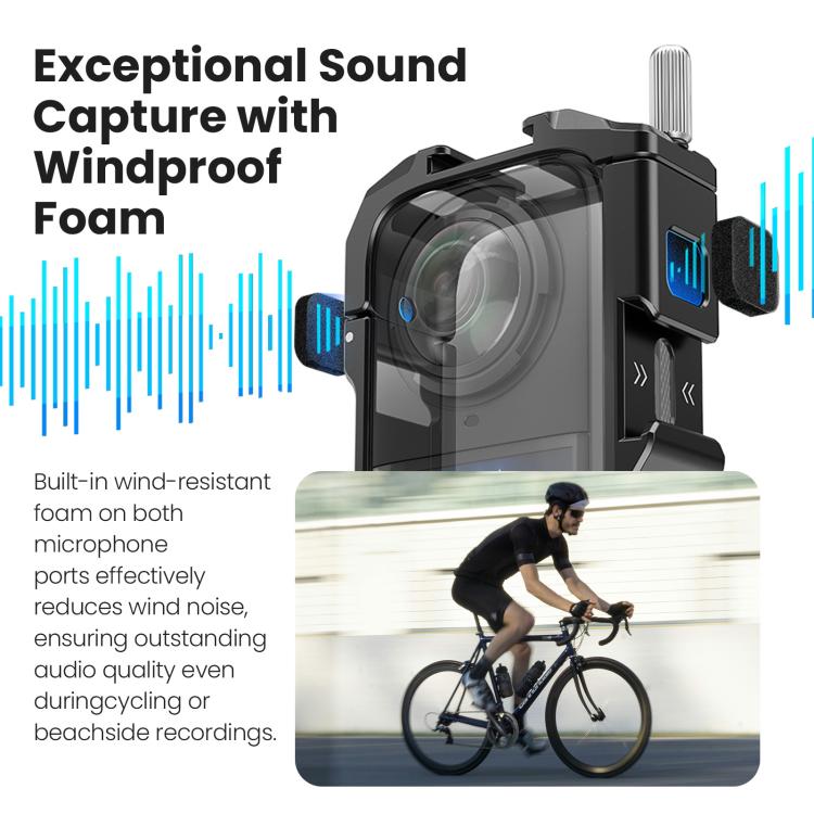 aMagisn Metal Cage for Insta360 X5 Wind Noise Reduction, Shockproof Mount with Dual Cold Shoe(Black) - free shipping - PMC TechLife - Order now!