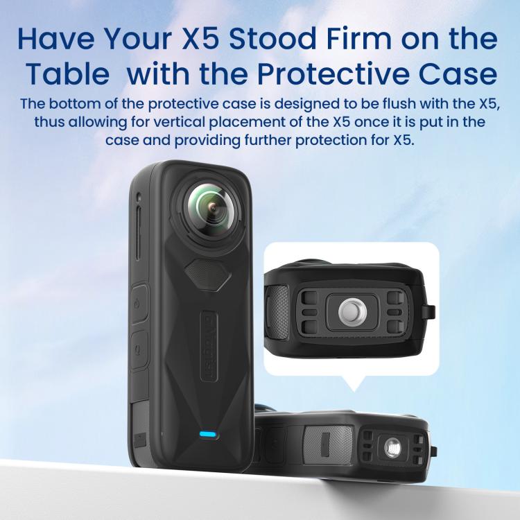 aMagisn Body Case For Insta360 X5 Action Camera Protective Accessories Black - free shipping - PMC TechLife - Order now!