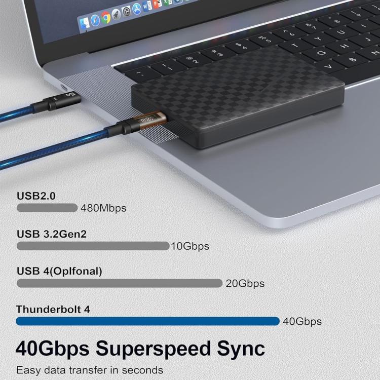 QGeeM USB4 Type-C PD 240W Fast Charging Cable With Digital Display, 40Gbps Data Transfer, 8K 60Hz Video Output For Laptop/Phone/Tablet 1m - free shipping - PMc TechLife - Order now!