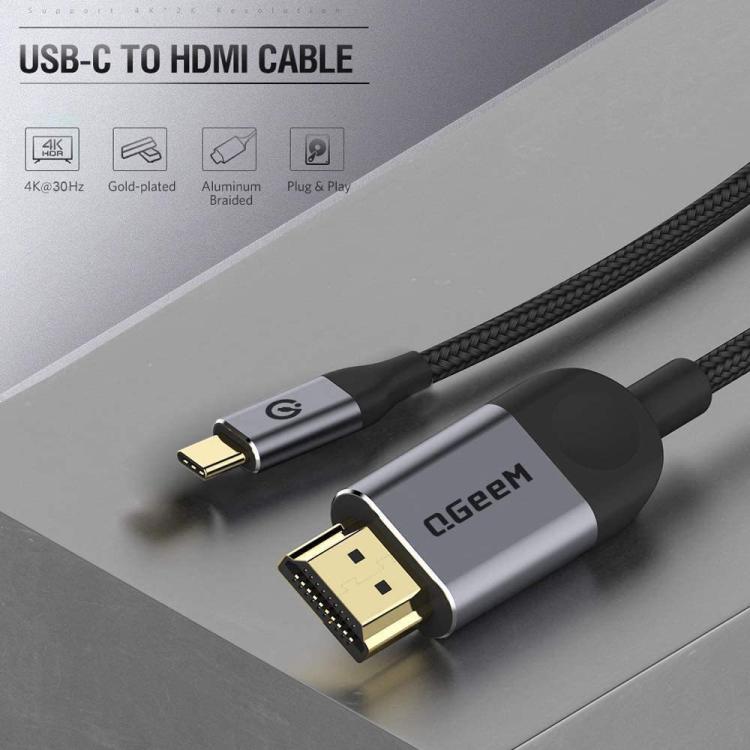 QGeeM USB-C/Type-C To HDMI Cable 4K 30Hz For Screen Mirroring & Extended Display, Cable Length: 3m - free shipping - PMC TechLife - Order now!