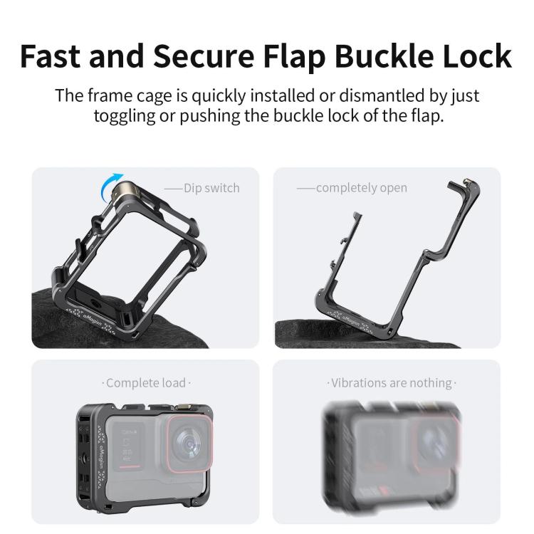 For Insta360 Ace Pro 2 / Ace Pro Camera AMagisn Quick Release Metal Cage Horizontal & Vertical Shooting Protective Frame(Black) - free shipping - PMC TechLife - Order now!
