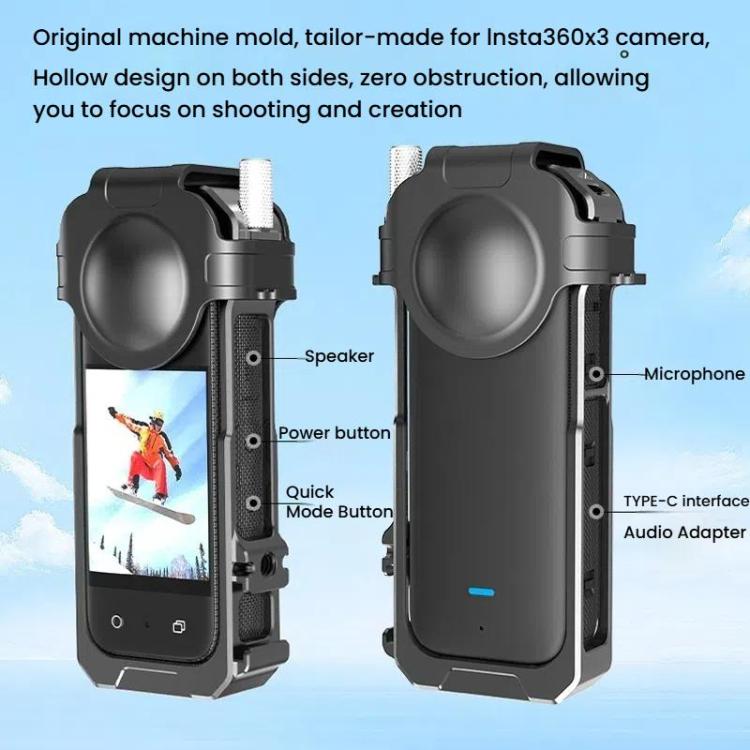 For Insta360 X3 HEPAIL AC62 Metal Rabbit Cage Magnetic Suction Horizontal Vertical Protective Frame - free shipping - PMC TechLife - Order now!
