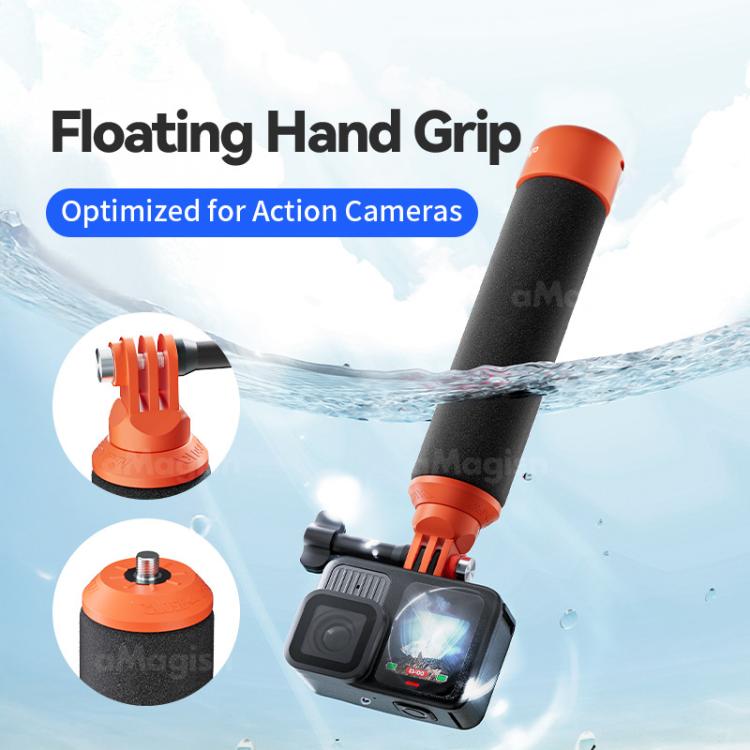 aMagisn Universal Floating Hand Grip for Action Cameras with Triple Claw & 1/4-inch Screw Mount(Black Orange) - free shipping - PMC TechLife - Order now!