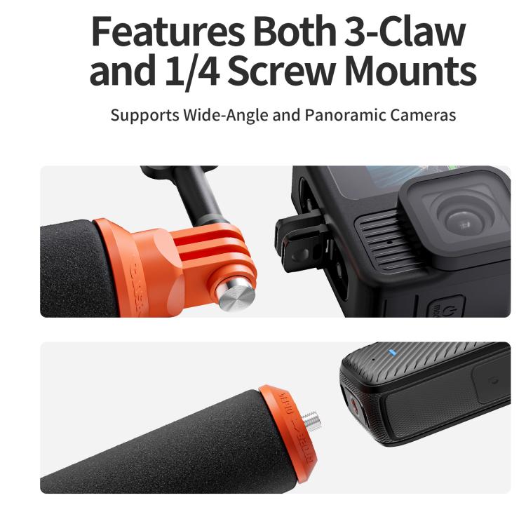 aMagisn Universal Floating Hand Grip for Action Cameras with Triple Claw & 1/4-inch Screw Mount(Black Orange) - free shipping - PMC TechLife - Order now!