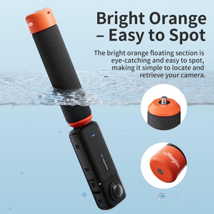 aMagisn Universal Floating Hand Grip for Action Cameras with Triple Claw & 1/4-inch Screw Mount(Black Orange) - free shipping - PMC TechLife - Order now!