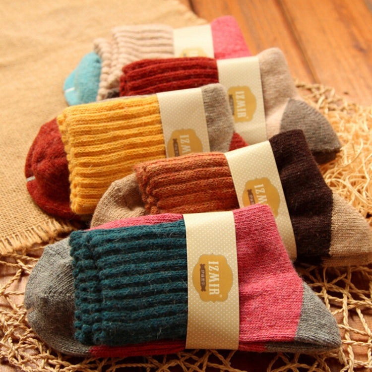 5 Pairs Winter Vintage Rabbit Wool Socks Thicken Patchwork Cotton Socks, Size:Free Size(coffee socks) - Tube Socks by PMC Jewellery | Online Shopping South Africa | PMC Jewellery