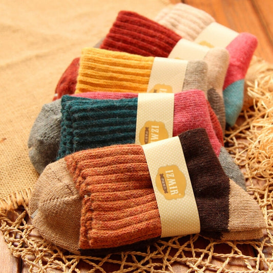 5 Pairs Winter Vintage Rabbit Wool Socks Thicken Patchwork Cotton Socks, Size:Free Size(Mixed Colors) - Tube Socks by PMC Jewellery | Online Shopping South Africa | PMC Jewellery