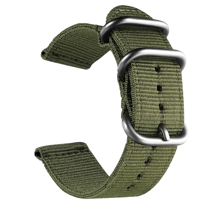 Washable Nylon Canvas Watchband, Band Width:18mm(Army Green with Silver Ring Buckle) - 18mm Bands by PMC TechLife | Online Shopping South Africa | PMC TechLife | Buy Now Pay Later Mobicred