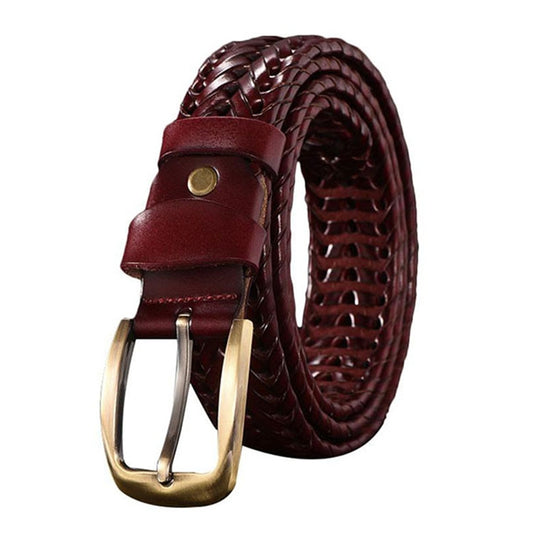 Wide Edition Hand Woven Lacquered Genuine Leather Waistband for Men, Belt Length:120cm(Wine Red) - Belts by PMC Jewellery | Online Shopping South Africa | PMC Jewellery | Buy Now Pay Later Mobicred