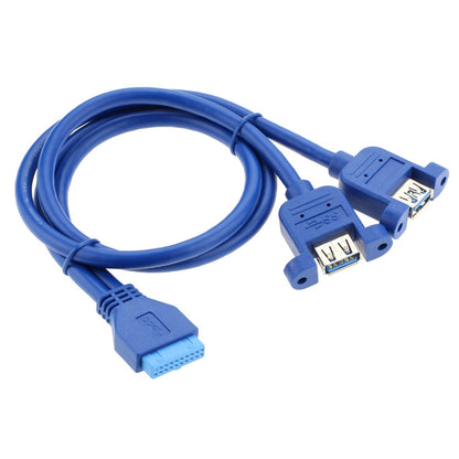50CM USB3.0 Data Cable Motherboard 20p To Dual Usb3.0 Baffle Line With Ear - USB 3.0 by PMC Jewellery | Online Shopping South Africa | PMC Jewellery