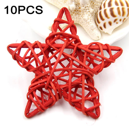 10 PCS 6cm Artificial Straw Ball DIY Decoration Rattan Stars Christmas Decor Home Ornament Supplies(Red) - Ornaments by PMC Jewellery | Online Shopping South Africa | PMC Jewellery