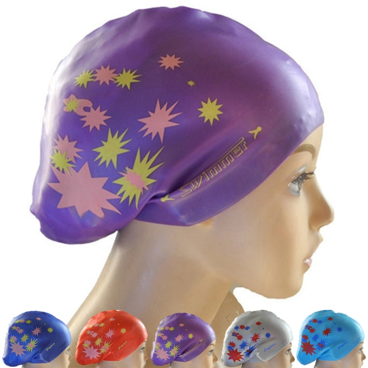 Printed Silicone Swimming Cap Waterproof Swimming Cap for Long Hair, Size:One Size(Gray) - Swimming Caps by PMC Jewellery | Online Shopping South Africa | PMC Jewellery